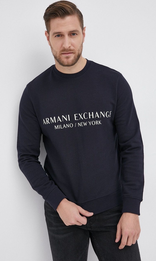 Granatowa bluza Armani Exchange z bawełny w młodzieżowym stylu