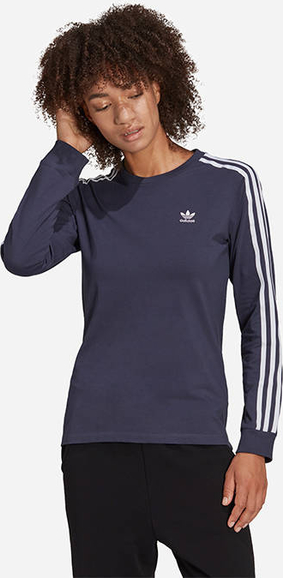 Granatowa bluzka Adidas Originals z okrągłym dekoltem w sportowym stylu