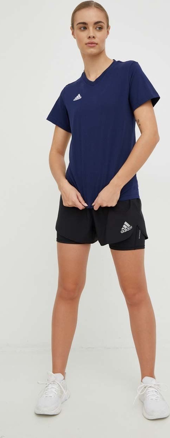 Granatowa bluzka Adidas Performance z krótkim rękawem