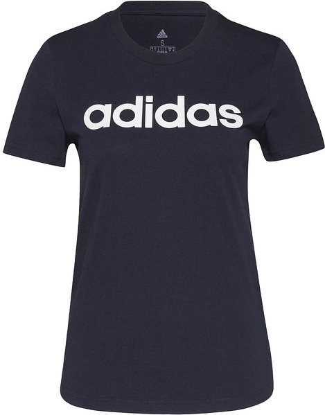 Granatowa bluzka Adidas z krótkim rękawem z okrągłym dekoltem w sportowym stylu