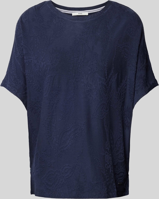 Granatowa bluzka Brax w stylu casual z krótkim rękawem