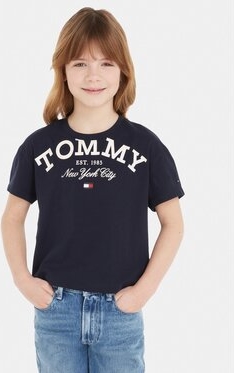 Granatowa bluzka dziecięca Tommy Hilfiger z krótkim rękawem