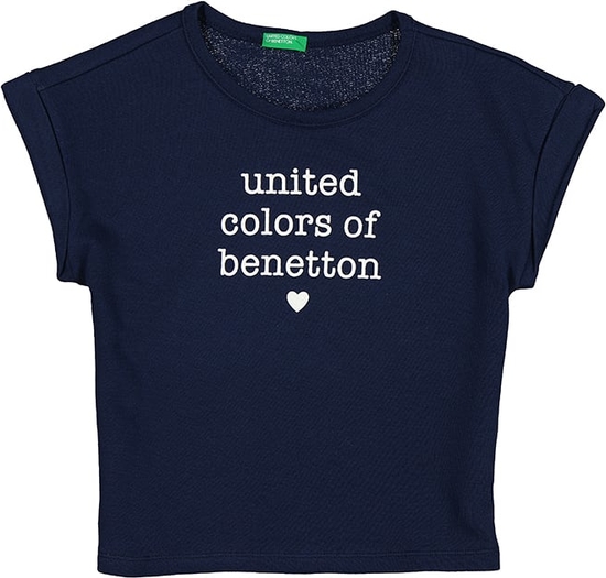 Granatowa bluzka dziecięca United Colors Of Benetton z bawełny dla dziewczynek