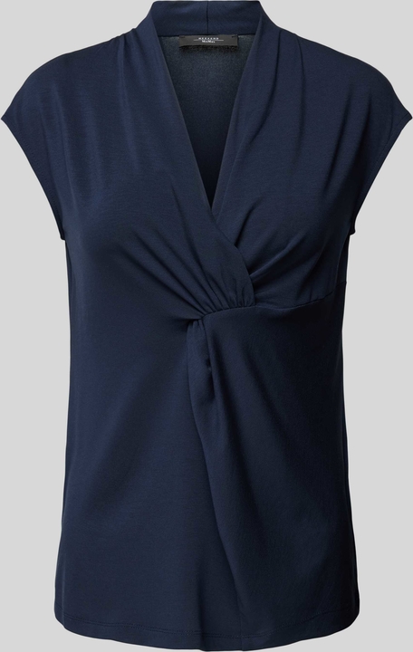 Granatowa bluzka MaxMara z dekoltem w kształcie litery v w stylu casual