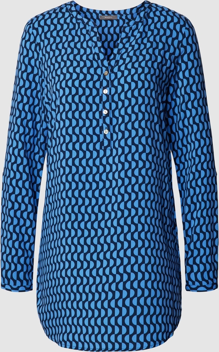 Granatowa bluzka Montego z długim rękawem z dekoltem w kształcie litery v