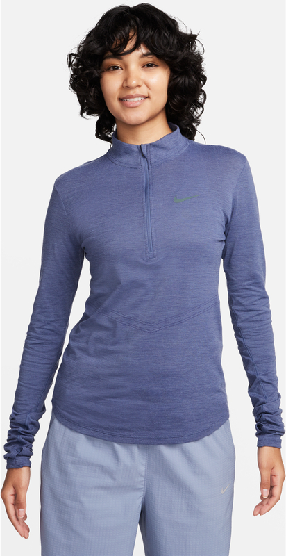 Granatowa bluzka Nike z długim rękawem z golfem w sportowym stylu