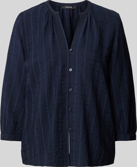 Granatowa bluzka Opus w stylu casual z długim rękawem z dekoltem w kształcie litery v