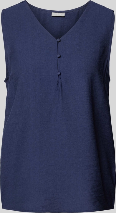 Granatowa bluzka Peek&Cloppenburg z dekoltem w kształcie litery v bez rękawów w stylu casual