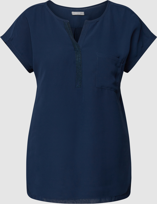 Granatowa bluzka Peek&Cloppenburg z dekoltem w kształcie litery v w stylu casual