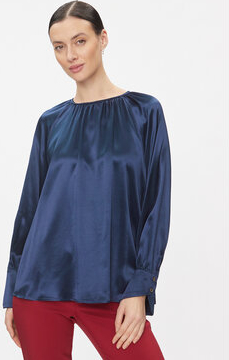 Granatowa bluzka Rinascimento z okrągłym dekoltem w stylu casual