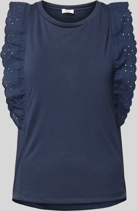 Granatowa bluzka S.Oliver w stylu casual z długim rękawem z okrągłym dekoltem