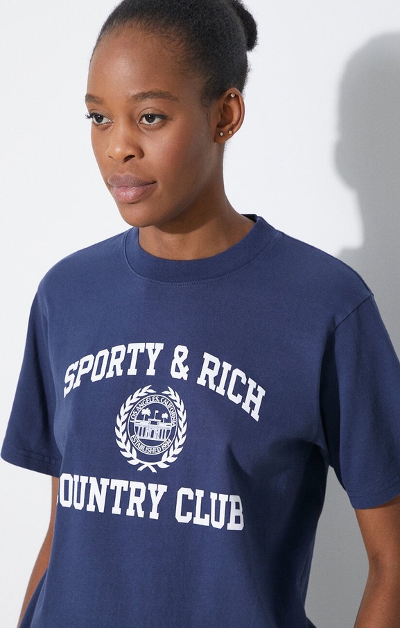 Granatowa bluzka Sporty & Rich z bawełny w młodzieżowym stylu