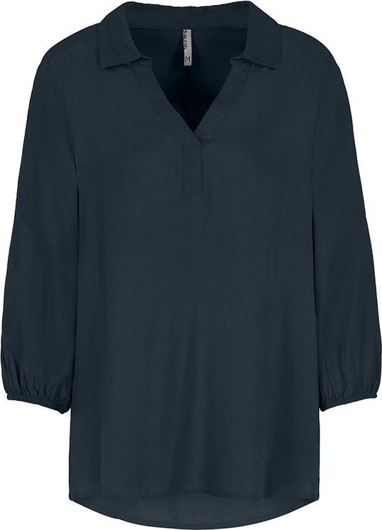 Granatowa bluzka SUBLEVEL z długim rękawem w stylu casual z dekoltem w kształcie litery v