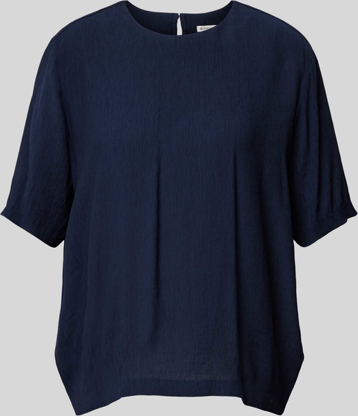 Granatowa bluzka Tom Tailor z okrągłym dekoltem w stylu casual z krótkim rękawem