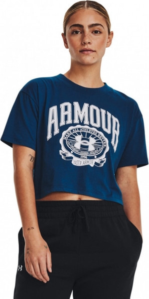 Granatowa bluzka Under Armour z bawełny z krótkim rękawem