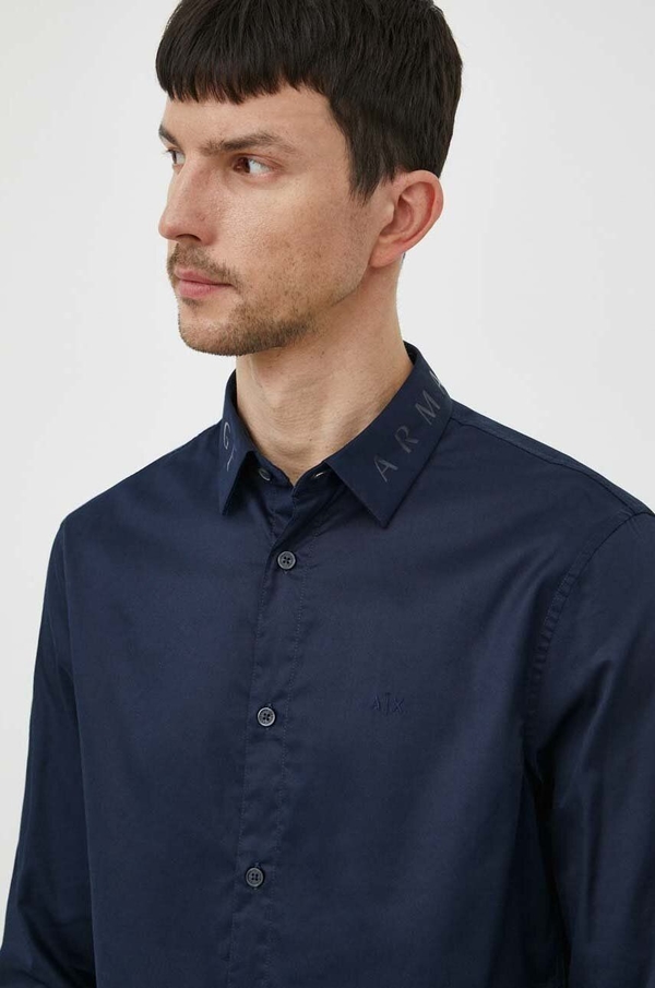 Granatowa koszula Armani Exchange z długim rękawem w stylu casual z bawełny