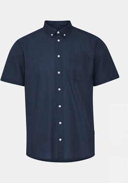 Granatowa koszula Blend z krótkim rękawem w stylu casual z kołnierzykiem button down