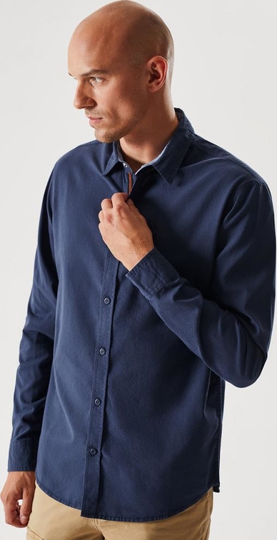 Granatowa koszula DiverseExtreme z długim rękawem z tkaniny w stylu casual