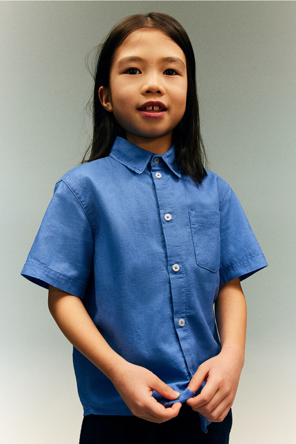 Granatowa koszula dziecięca H & M dla chłopców