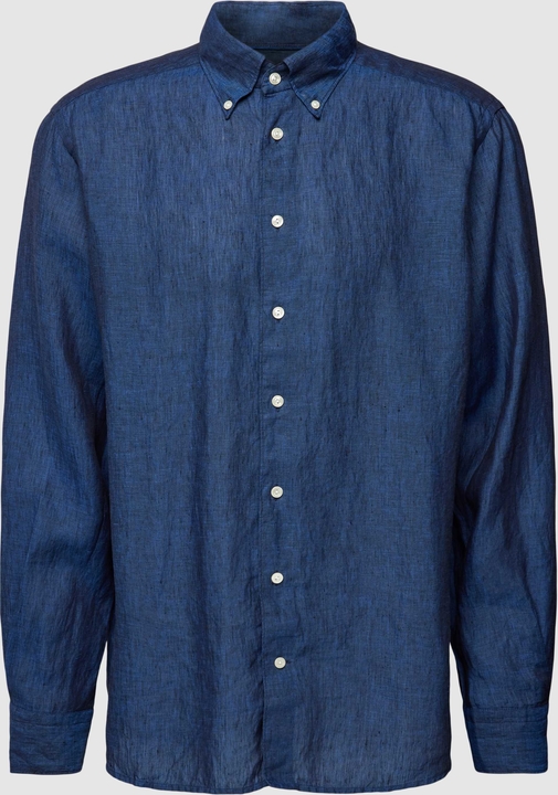 Granatowa koszula Eton z długim rękawem z bawełny z kołnierzykiem button down
