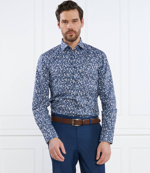 Granatowa koszula Hugo Boss w młodzieżowym stylu z długim rękawem z bawełny