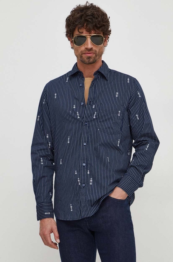 Granatowa koszula Hugo Boss z bawełny w stylu casual