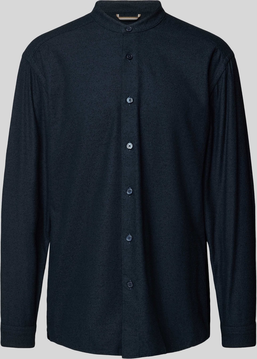 Granatowa koszula Hugo Boss z długim rękawem w stylu casual ze stójką