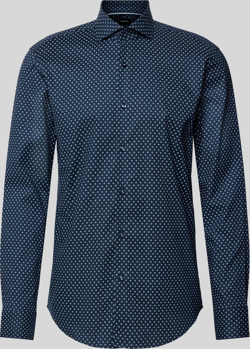 Granatowa koszula Hugo Boss z klasycznym kołnierzykiem z bawełny w stylu casual