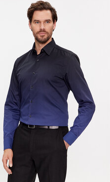 Granatowa koszula Hugo Boss z klasycznym kołnierzykiem z długim rękawem w stylu casual