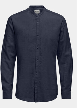 Granatowa koszula Only & Sons w stylu casual z długim rękawem