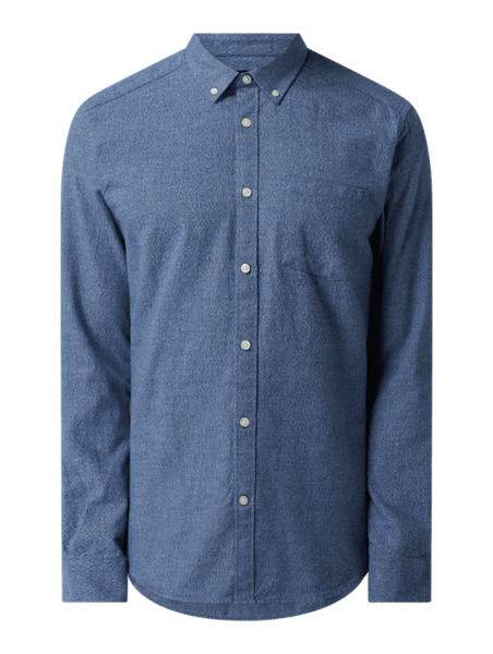 Granatowa koszula Only & Sons z bawełny z kołnierzykiem button down w stylu casual