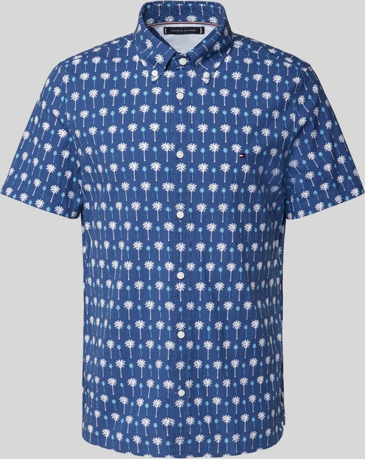 Granatowa koszula Tommy Hilfiger z bawełny z kołnierzykiem button down w młodzieżowym stylu