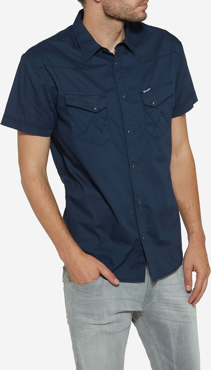 Granatowa koszula Wrangler z krótkim rękawem
