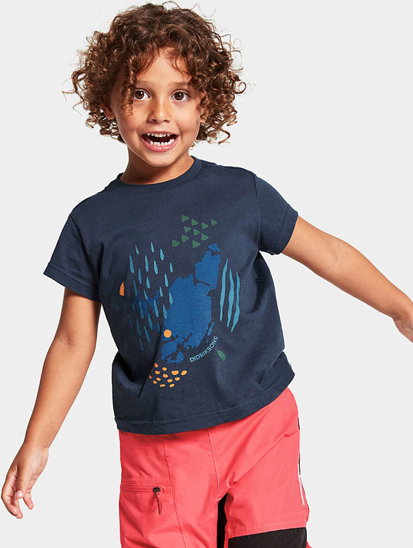 Granatowa koszulka dziecięca Didriksons z bawełny dla chłopców