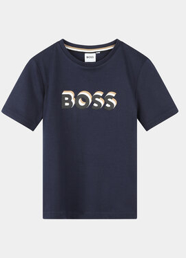 Granatowa koszulka dziecięca Hugo Boss dla chłopców z krótkim rękawem