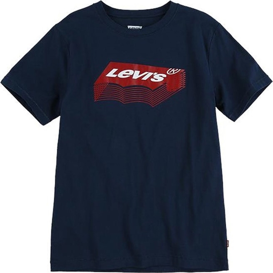 Granatowa koszulka dziecięca Levis dla chłopców z krótkim rękawem z bawełny