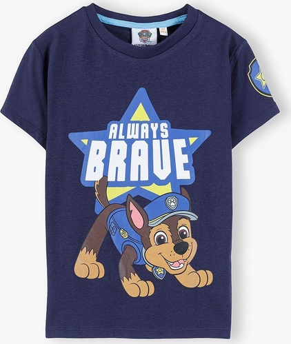 Granatowa koszulka dziecięca Psi Patrol z bawełny dla chłopców