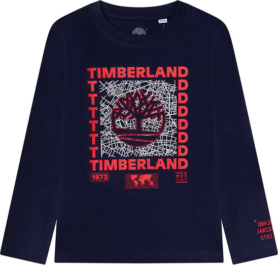 Granatowa koszulka dziecięca Timberland z bawełny dla chłopców