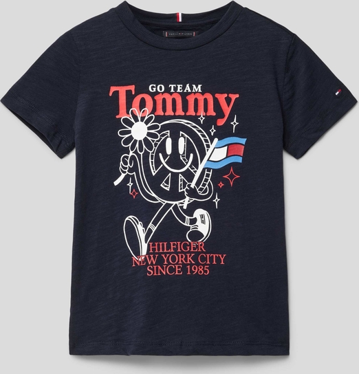 Granatowa koszulka dziecięca Tommy Hilfiger z krótkim rękawem