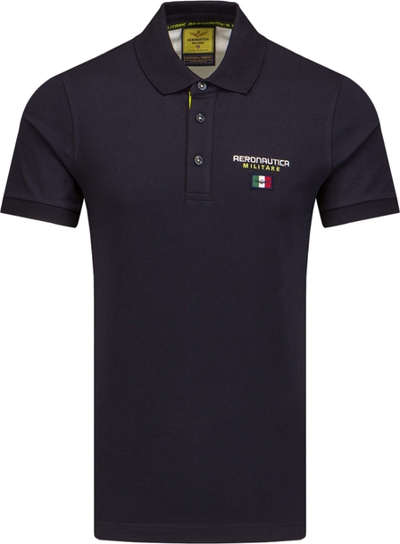 Granatowa koszulka polo Aeronautica Militare w stylu casual z dzianiny