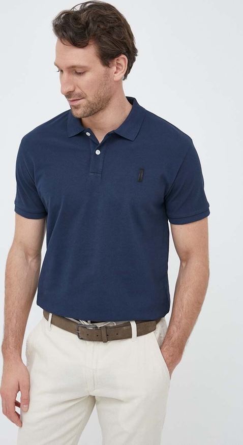 Granatowa koszulka polo answear.com w stylu casual z krótkim rękawem