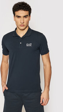 Granatowa koszulka polo EA7 Emporio Armani z krótkim rękawem