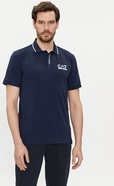 Granatowa koszulka polo Emporio Armani w stylu casual z krótkim rękawem