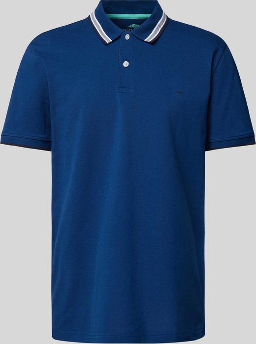 Granatowa koszulka polo Fynch Hatton z bawełny w stylu casual z krótkim rękawem