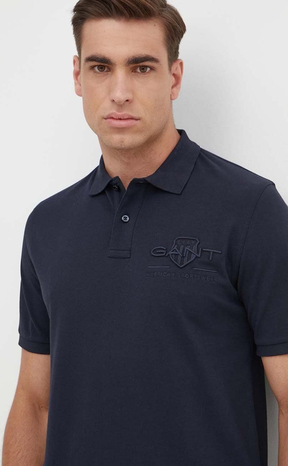 Granatowa koszulka polo Gant z krótkim rękawem w stylu casual