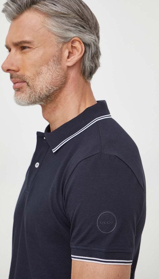 Granatowa koszulka polo Geox w stylu casual z krótkim rękawem