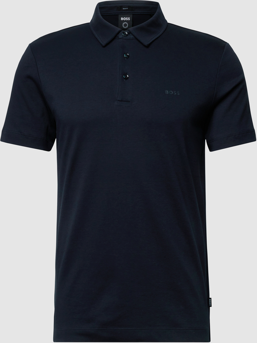 Granatowa koszulka polo Hugo Boss w stylu casual z bawełny z krótkim rękawem