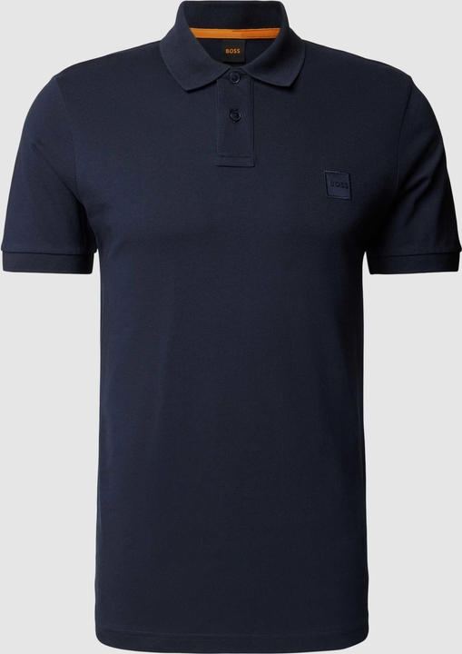 Granatowa koszulka polo Hugo Boss z bawełny w stylu casual z krótkim rękawem