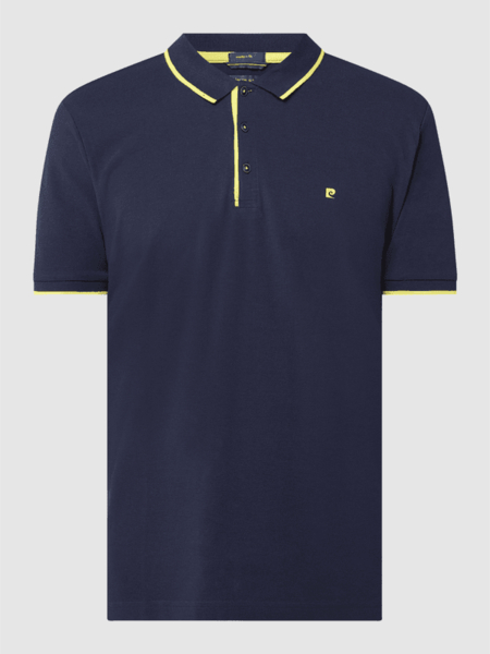 Granatowa koszulka polo Pierre Cardin z krótkim rękawem w stylu casual z bawełny