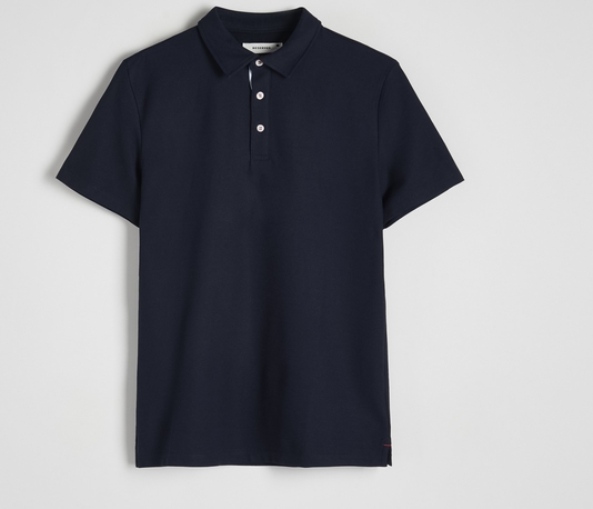 Granatowa koszulka polo Reserved w stylu casual z bawełny
